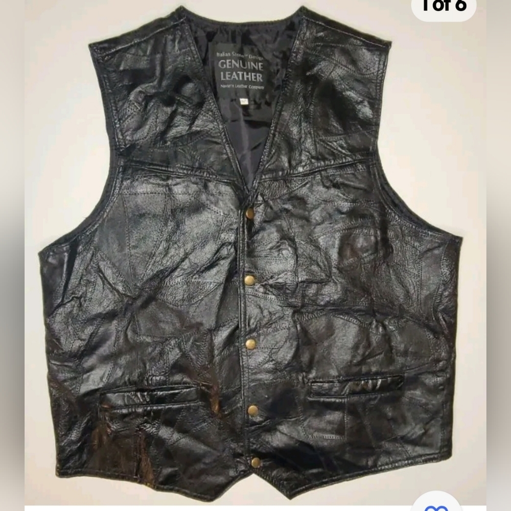 Navarre Leather Co. Men's Genuine Italian Stone Design Vest Black Size 3X